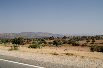 Hills in Morocco near road