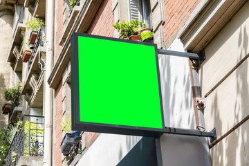 Store brand sign mockup with natural landscape