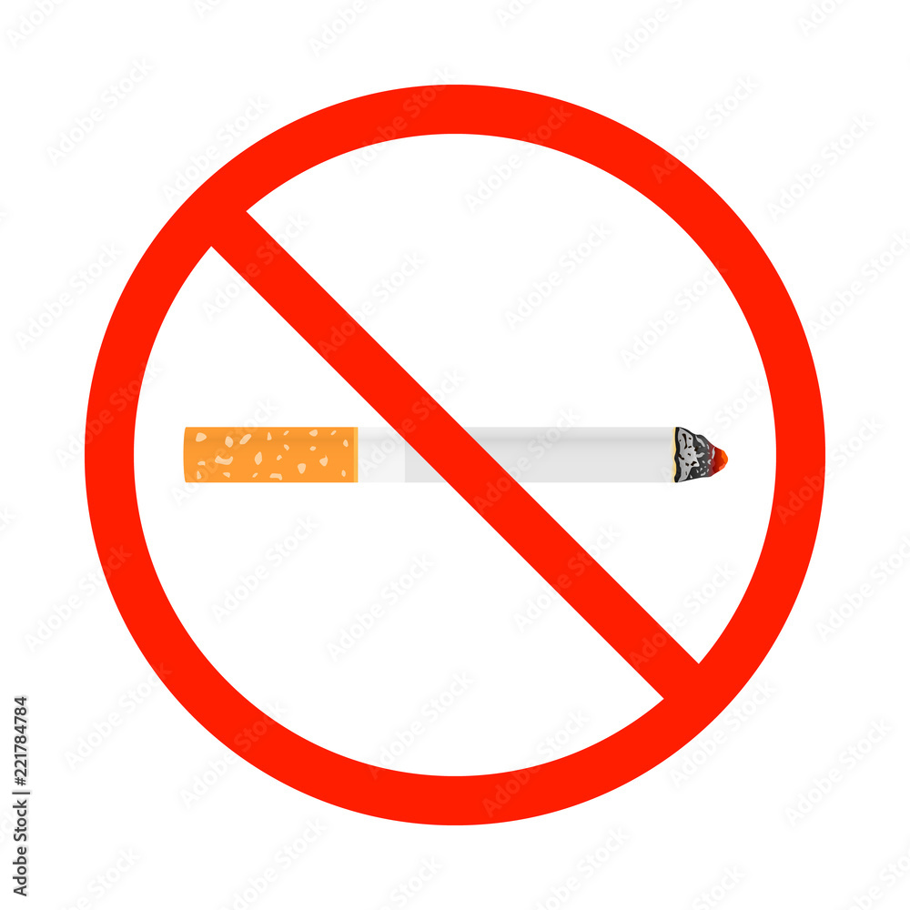 Wall mural No smoking sign with cigarette. Isolated on white background