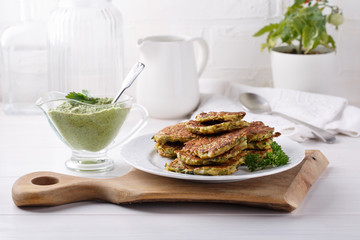 Vegan vegetable fritters from zucchini.