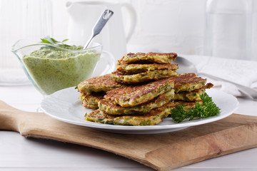 Vegan vegetable fritters from zucchini.