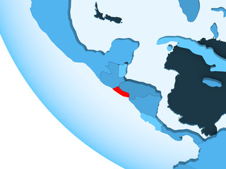 Obraz premium El Salvador on blue political globe