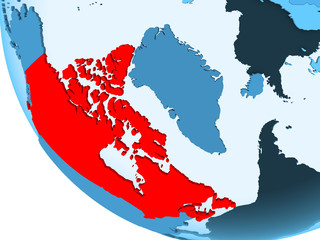 Fototapeta premium Canada on blue political globe