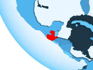 Guatemala on blue political globe