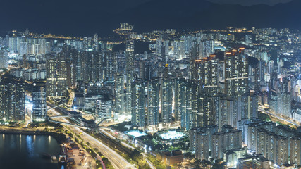 Skyline of Hong Kong City at Night