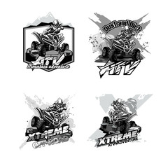 Off-Road ATV Quad Bike, Set of Logos Black and White. © slava