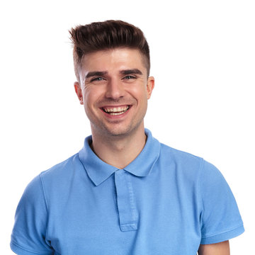portrait of a laughing young casual man