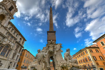 Fototapeta na wymiar Four Rivers Fountain in Piazza Navona - Rome, Italy