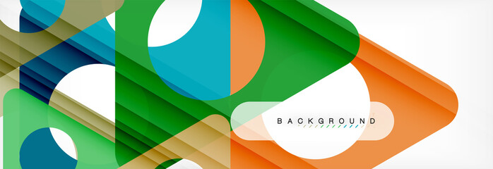Obraz premium Geometric background, circles and triangles shapes banner. Illustration for business brochure or flyer, presentation and web design layout