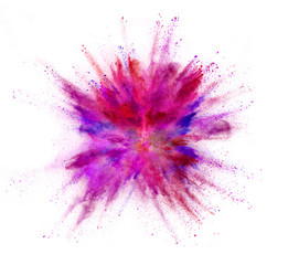 Coloured powder explosion isolated on white background