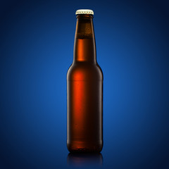 beer bottle on a blue background