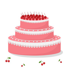 Birthday cake with cherry