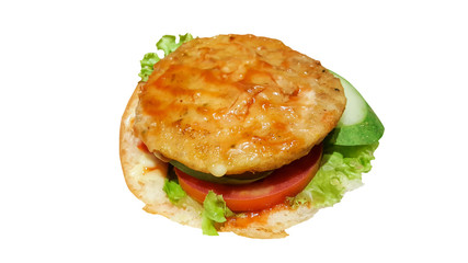 burger handmade street food isolated on white background