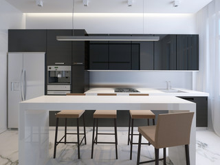 modern kitchen, minimalistic interior design
