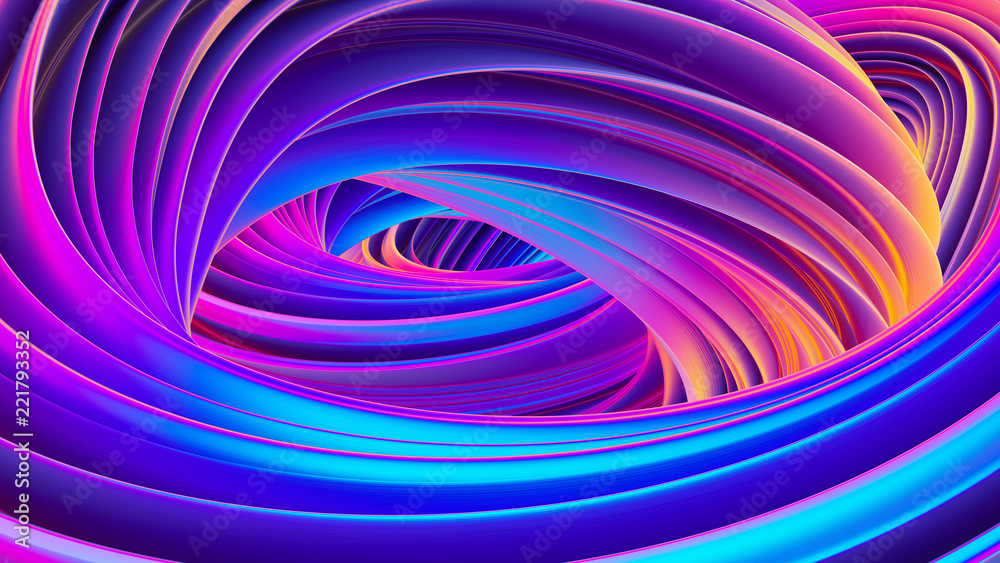 Poster 3d twisted liquid shapes abstract background in holographic colors for trendy christmas design