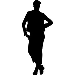 Silhouette of woman black and white  illustration