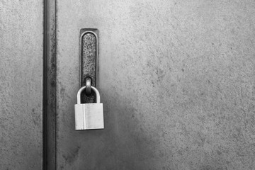 padlock on metal cabinet