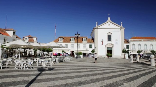 Lively streets of the town Vila Real Santo Antonio. Portugal