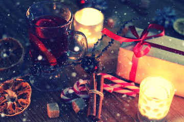 Winter decorate dark lantern holiday snow fairy