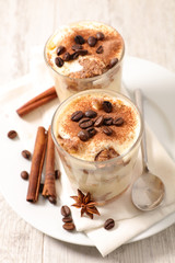 tiramisu on wood background