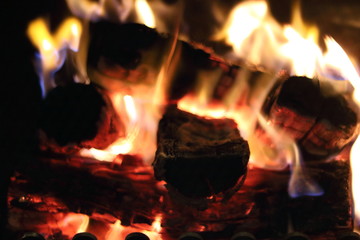 fire in fireplace