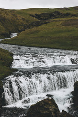 Skoga river flowing through highlands in Iceland