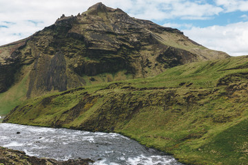 scenic view of beautiful Skoga river canyon in Iceland