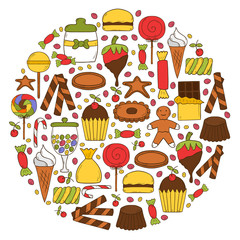 Vector hand drawn candy chop background