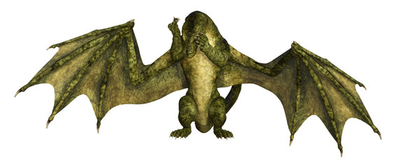 3D Rendering Fantasy Dragon on White