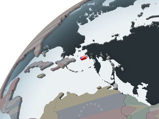 Puerto Rico with flag on globe