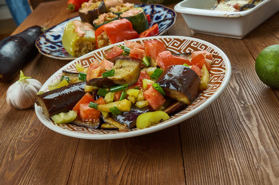 Iraqi Fried Aubergine Molasses Salad