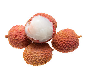 fruit lychee on white background