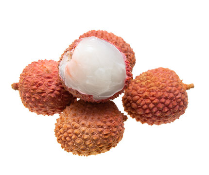 fruit lychee on white background
