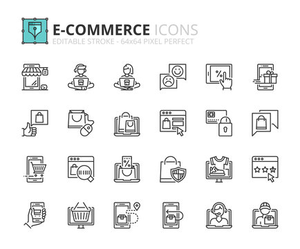 Outline icons about ecommerce