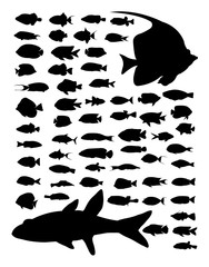 Fish silhouette. Good use for symbol, logo, web icon, mascot, sign, or any design you want. - obrazy, fototapety, plakaty