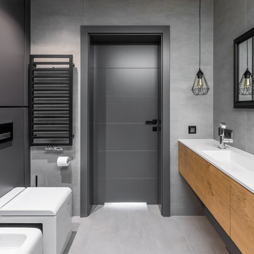 Bathroom with cubic toilet