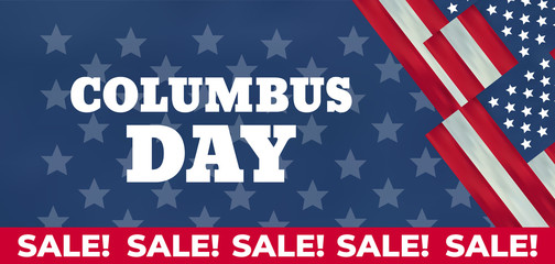 Columbus Day United States national holiday with Columbus ship. Happy Columbus Day vector illustration