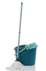 Cleaning mop and bucket © goir