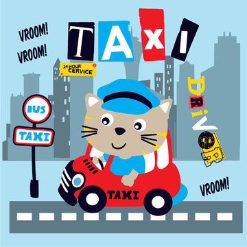 taxi driver funny cartoon vector