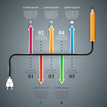 Pencil, bulb - business, education infographic Vector eps 10