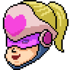 vector pixel art hero head