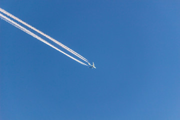 Aircraft on blue sky background