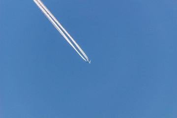 Aircraft on blue sky background