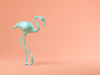 Blue flamingo on pink background 3D illustration © Dmitry Berg