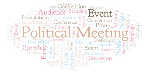 Obraz premium Political Meeting word cloud.