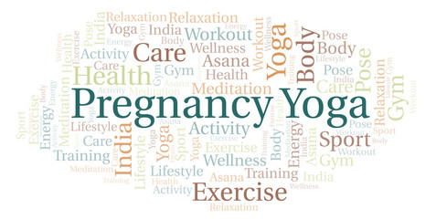 Obraz premium Pregnancy Yoga word cloud.