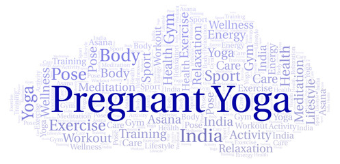 Obraz premium Pregnant Yoga word cloud.