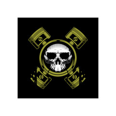 Piston cross with skull