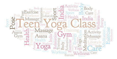 Fototapeta premium Teen Yoga Class word cloud.