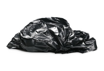 Black garbage bag roll isolated on white background